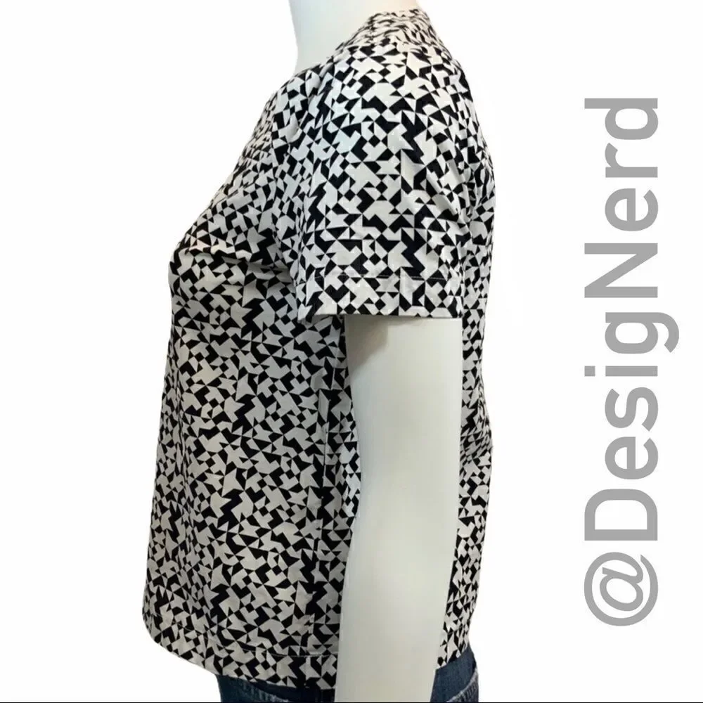 KATE SPADE FOLD OVER TOP IN TINY QUILT PRINT BLACK & WHITE XS COTTON POPLIN